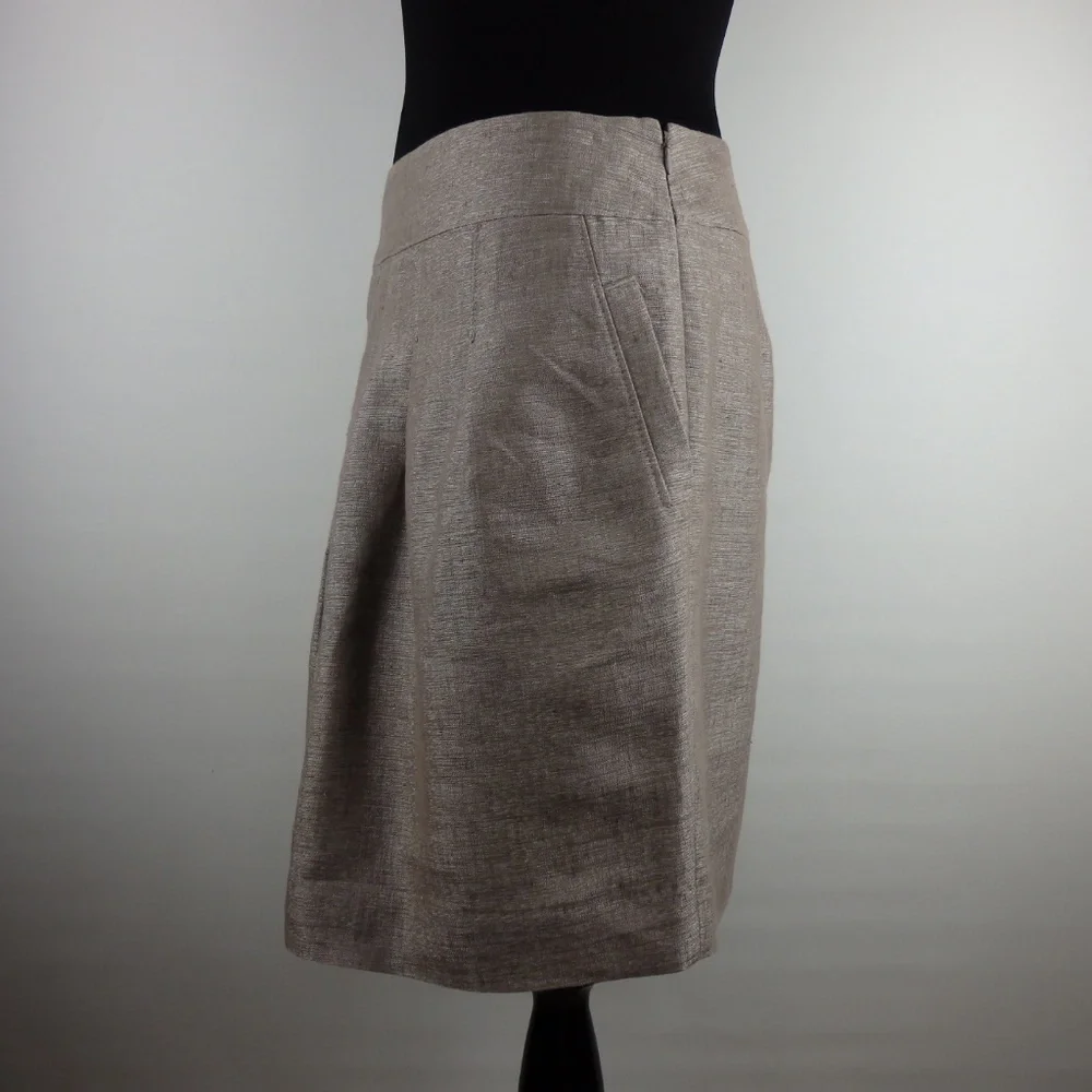 Ann Taylor Linen Pleated Skirt with‎ Pockets Size 2